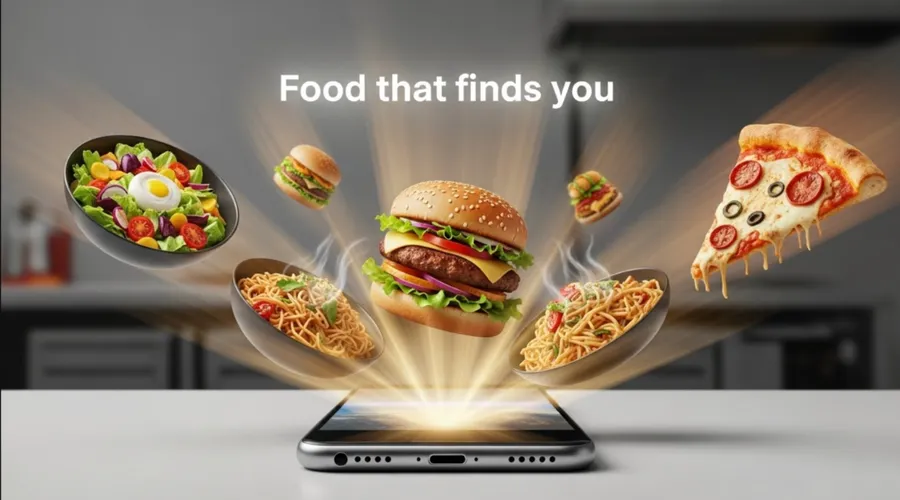 A spread of dishes appearing from a phone